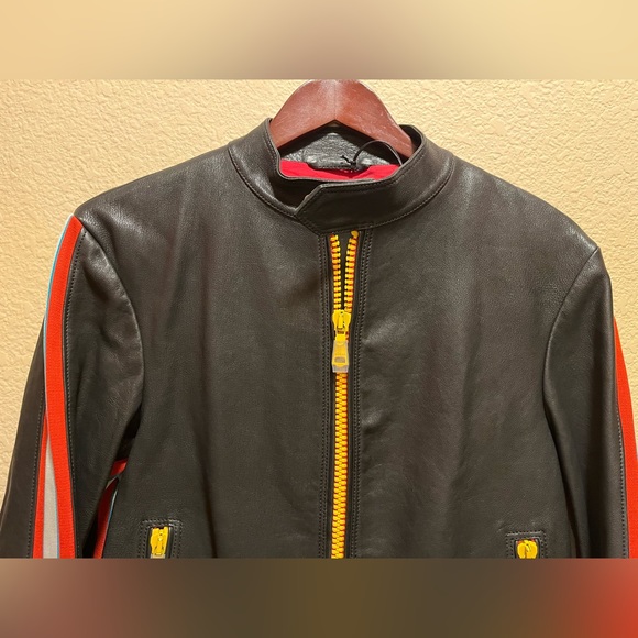 New Gucci Logo Leather Bomber Jacket Size 48 / US L - Picture 3 of 16